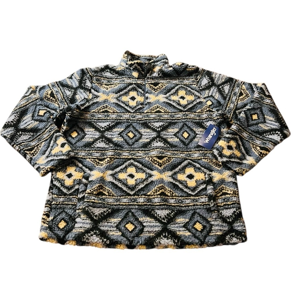 Wrangler Geometric Knit Sweater - Blues and Cream Size Large NWT - Picture 1 of 12